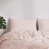 Aldrin Home Blush Pink Washed Microfibre Quilt Cover Set