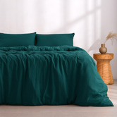 Aldrin Home Teal Washed Microfibre Quilt Cover Set