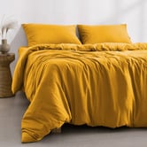 Aldrin Home Mustard Washed Microfibre Quilt Cover Set