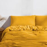 Aldrin Home Mustard Washed Microfibre Quilt Cover Set