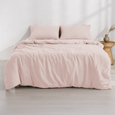 Aldrin Home Blush Pink Washed Microfibre Quilt Cover Set