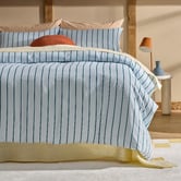 Aldrin Home Sky &amp; Teal Striped Lili Microfibre Quilt Cover Set