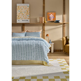 Aldrin Home Sky &amp; Teal Striped Lili Microfibre Quilt Cover Set