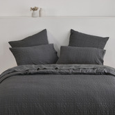 Aldrin Home Charcoal Delphine Seersucker Quilt Cover Set