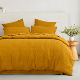 Aldrin Home Mustard Delphine Seersucker Quilt Cover Set