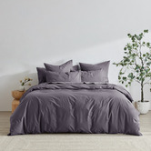 Aldrin Home Charcoal Ropert 300TC Cotton Percale Quilt Cover Set