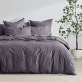 Aldrin Home Charcoal Ropert 300TC Cotton Percale Quilt Cover Set