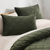 Aldrin Home Olive Quilted Horace French Velvet Quilt Cover Set