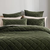 Aldrin Home Olive Quilted Horace French Velvet Quilt Cover Set