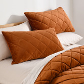 Aldrin Home Rust Quilted Horace French Velvet Quilt Cover Set