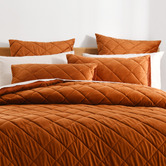 Aldrin Home Rust Quilted Horace French Velvet Quilt Cover Set
