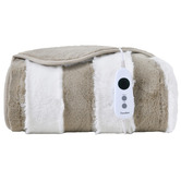 Aldrin Home Aris Carved Stripe Faux Fur Heated Throw
