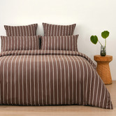 Aldrin Home Chocolate &amp; Natural Striped Lili Microfibre Quilt Cover Set