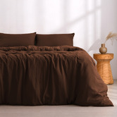 Aldrin Home Chocolate Washed Microfibre Quilt Cover Set