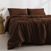 Aldrin Home Chocolate Washed Microfibre Quilt Cover Set