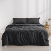 Aldrin Home Black Washed Microfibre Quilt Cover Set