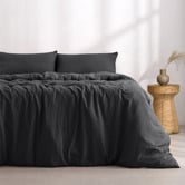 Aldrin Home Black Washed Microfibre Quilt Cover Set