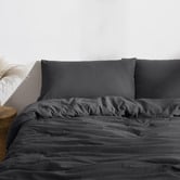 Aldrin Home Black Washed Microfibre Quilt Cover Set