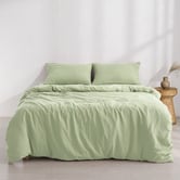 Aldrin Home Sage Washed Microfibre Quilt Cover Set