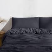 Aldrin Home Navy Washed Microfibre Quilt Cover Set