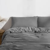 Aldrin Home Charcoal Washed Microfibre Quilt Cover Set