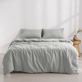 Aldrin Home Dove Grey Washed Microfibre Quilt Cover Set