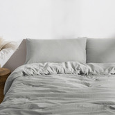 Aldrin Home Dove Grey Washed Microfibre Quilt Cover Set