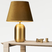 Elm Design Misty Blue &amp; Gold Steel Velvet Table Lamp