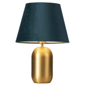 Elm Design Misty Blue &amp; Gold Steel Velvet Table Lamp
