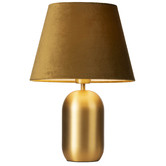 Elm Design Misty Blue &amp; Gold Steel Velvet Table Lamp