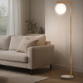 Elm Design Linden Brushed Brass &amp; Marble Floor Lamp