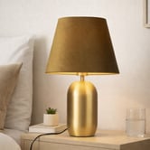 Elm Design Misty Blue &amp; Gold Steel Velvet Table Lamp