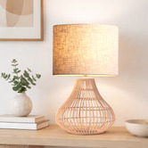 Elm Design Orion Rattan &amp; Linen Table Lamp