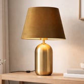 Elm Design Misty Blue &amp; Gold Steel Velvet Table Lamp
