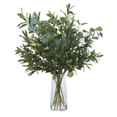 The Home Collective 86cm Faux Mixed Eucalyptus with Glass Vase