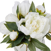 The Home Collective 32cm White Faux Peony with Glass Vase
