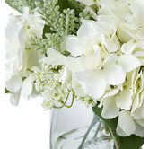 The Home Collective 29cm White Faux Mixed Hydrangea with Glass Vase