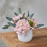 The Home Collective 27cm Pink Potted Faux Hydrangea Arrangement