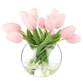 The Home Collective 20cm Pink Faux Tulip Bunch with Vase