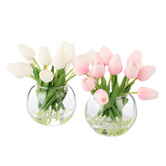The Home Collective 20cm Pink Faux Tulip Bunch with Vase