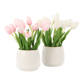 The Home Collective 26cm Pink Faux Tulip Bunch with Vase