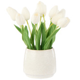 The Home Collective 26cm White Faux Tulip Bunch with Vase
