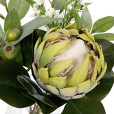 The Home Collective 48cm Faux Mixed Protea &amp; Gum Nut with Glass Vase
