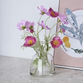 The Home Collective 24cm Pink Faux Poppy &amp; Cosmos Arrangement with Glass Vase