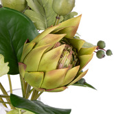 The Home Collective 36cm Green Faux Protea Mixed Arrangement with Glass Vase