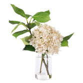 The Home Collective 47cm Faux Hydrangea Vivid Leaf with Glass Vase