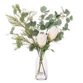 The Home Collective 68cm Faux Protea &amp; Eucalyptus with Glass Vase