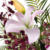 The Home Collective 69cm Faux Lily &amp; Orchid Arrangement with Glass Vase