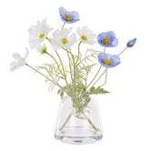 The Home Collective 24cm Blue Faux Poppy &amp; Cosmos with Glass Vase
