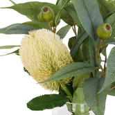 The Home Collective 44cm Faux Mixed Native Banksia &amp; Gum Nut with Glass Vase